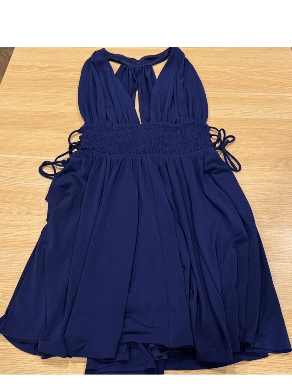Express Halter Navy Blue Lace up Dress - Picture 9 of 9